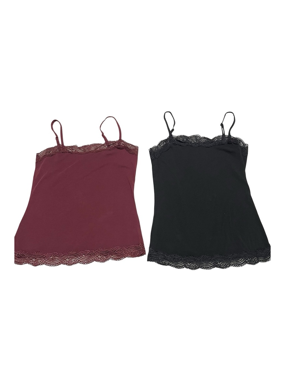 y2k bundle Lace-Trim Cami Tank Top - Black and Burgundy